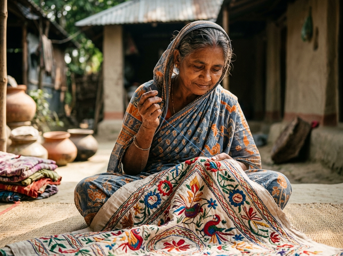 Master Nakshi Kantha Quilt Artisan